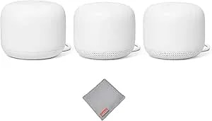 Nest Wifi Router And 2 Points - Wifi Extender With Smart Speaker - Works With Google Wifi (3 Pack) White