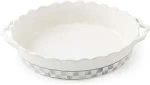 Mackenzie-Childs Everyday Oval Casserole Baker, Cute Oven Baker, Medium, Gray-And-White Sterling Check