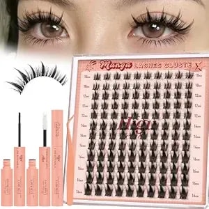 Higu Clace Manga-Lash-Clusters Kit (Manga-Kit-120pcs) - Anime Style Diy Cluster Eyelash Extensions With Bond And Seal And Tweezers