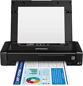 Epson Workforce WF-110 Wireless Color Mobile Printer,White, Small,Black