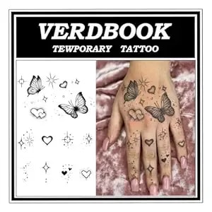 Waterproof Temporary Tattoos: 2-Sheet Tattoo Kit With Realistic Body Stickers, Semi-Permanent Tattoos For Adults Lasting 7-15 Days – Safe For Men & Women, Butterfly & Heart Pattern
