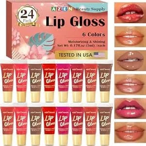Azen 24 Pack Lip Gloss Set, Color Lip Oil For Dry Cracked Lips Moisturizing Hydrating Nourishing With Vitamin E, Mothers Day Gifts For Women