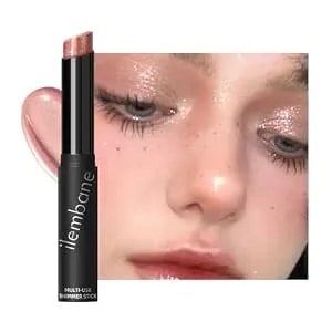 Cream Highlighter Stick, Shimmer Rose-Gold Glow Makeup For Face, Eyes, Lips & Body, Multi-Use Radiant Highlight, Diamond-Like Shine, Hydrating Sheer Finish, Silver Sparkle