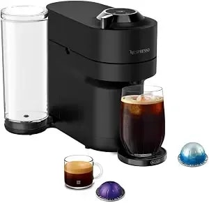 Nespresso Vertuo Pop+ Deluxe Coffee & Espresso Maker By De'Longhi, Black - Black Matte Dark Chrome Coffee Machine With Sleek Design, 37 Fl. Oz. Side Tank, 30 Second Heat-Up And Auto Capsule Ejection.