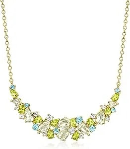 Ross-Simons 12.40 Ct. T.W. Multi-Gemstone Collar Necklace In 18kt Gold Over Sterling. 18 Inches