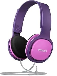 Philips Kids Headphones With Cord, On-Ear Wired Headphones For Kids With Comfortable Fit & Clear Stereo Sound, 85db Volume Limiter Headset For School/Tablet/Ipad/Kindle, Ideal For Girls & Toddlers
