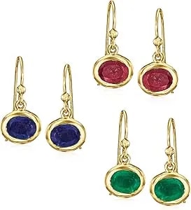 Ross-Simons 10.00 Ct. T.W. Multi-Gemstone Jewelry Set: 3 Pairs Of Drop Earrings In 18kt Gold Over Sterling
