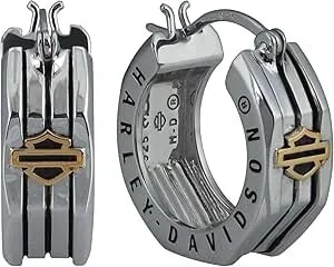 Harley-Davidson Women'S Revolve B&S Octagon Hoop Earrings - Sterling Silver