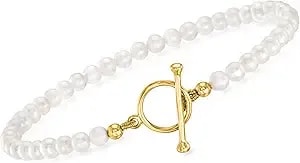 Ross-Simons 3.5-4mm Cultured Pearl Charm-Compatible Toggle Bracelet In 18kt Gold Over Sterling