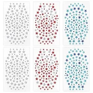 4th Of July Star Face Gems, Self Adhesive Face Jewels For Women, Gem Stickers Face Rhinestones, Star Rhinestone Stickers 4th Of July Accessories For Face, Body, Hair 6 Sheets