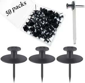 50 Pcs Push Pins Picture Hangers Wall Hooks, Double Headed Thumb Tacks For Wall Hangings, Renter Friendly Decor Small Picture Frame Hangers For Drywall Cork Board Home Office Photo Decorations(Black)