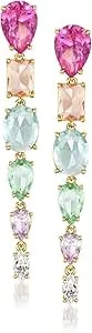 Ross-Simons 18kt Yellow Gold-Plated Drop Earrings With Simulated Multicolored Gemstones And .50 Ct. T.W. Czs