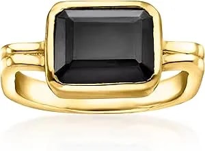 Ross-Simons Onyx Ring In 18kt Gold Over Sterling
