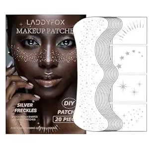 20 Pcs Silver Face Makeup Patches, Silver Glitter Freckles Face Tattoo, Easy Application Sparkle Makeup Freckles, Waterproof Glitter Temporary Tattoos For Women And Girls