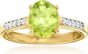 Ross-Simons 1.60 Carat Peridot Ring With .10 Ct. T.W. Lab-Grown Diamonds In 18kt Gold Over Sterling