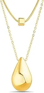 Nautica Two Row Teardrop Necklace Set For Women 14k Yellow Gold Plated Alloy 16-22 Inches