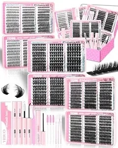 Yiduo 30d+40d+50d+60d+80d+100d+150d+200d+300d Lash Clusters Kit With 2x Bond And Seal 0.05mm Wispy D Curly 8-18mm Volume Soft And Comfortable False Lashes Extensions 1560pcs Diy Lashes Clusters Kit