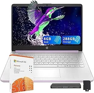 Hp Stream 14" Hd Laptop, Intel Processor n150, 8gb Ram, 288gb Storage (128gb Ufs+160gb Docking Station Set), Intel Graphics, 1 Year Office 365, Copilot, Wi-Fi 6, Win 11, Purple