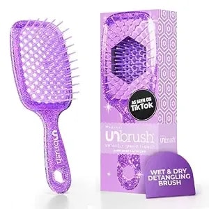 Fhi Heat Unbrush Detangling Brush For Pain-Free Brushing On All Wet Or Dry Hair Types — Durable Duoflex Anti-Static Bristles, Lightweight Handle, Vented Hair Brush, Amethyst Lavender