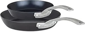 Viking Nonstick Frying Pans, Blue Carbon Steel Kitchen Cookware, 10 And 12 Inch, Black