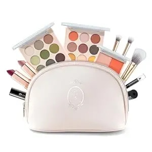 Color Nymph All In One Makeup Kit, Makeup Gift Set For Teens Girls With Eyeshadow Palette Blush Lipstick Lip Pencil Eye Pencil Brush Mascara Portable Bag - White