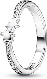 Pandora Shooting Stars Sparkling Ring - Celestial Ring For Women - Layering Or Stackable Ring - Sterling Silver With Clear Cubic Zirconia - Size 6
