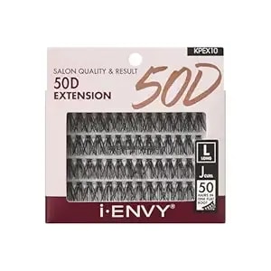 I•Envy 50d Extension Cluster Individual Lashes, Easy To Apply, Flat Tapered-End Root, Pre-Fanned Volume Lashes, J Curl With Soft Fiber, Quick Application For Salon Quality & Result (Long-56clusters)