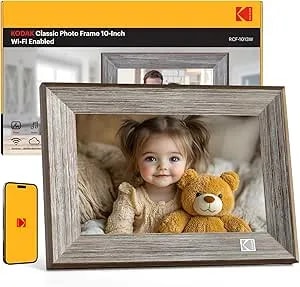 Kodak Wooden Wifi Digital Picture Frame, 32G 10.1 Inch Digital Photo Frame 1280x800 HD IPS Touch Screen, Auto-Rotate, Share Photos And Videos Via Kodak App, For Friends And Family