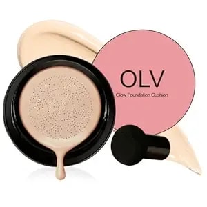 Glow Cushion Foundation, Mushroom Head Air Cushion Cc Cream, Lightweight Face Makeup Foundation Moisturizing Bb Cream Foundation Brighten Long-Lasting Full Coverage For All Skin Types (Warm)