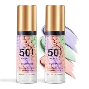 Ionsgako 2pcs 3 In 1 Primer For Face Before Makeup, Spf 50 Pa+++, One Step Color Correcting Makeup Face Primer, Oil Control Moisturizing Sunscreen Makeup Color Corrector Facial Serum Radiance Skin