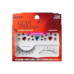 Kiss Halloween Eyelashes ‘Hallow Prism’, 14mm, Natural Volume False Lashes With Jeweled Accents & Heart Gem Stickers, Reusable Strip Lashes, No Damage To Natural Lashes, Vegan & Cruelty-Free