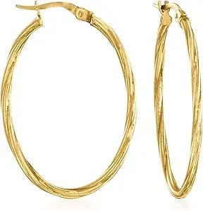 Ross-Simons Italian 18kt Yellow Gold Oval-Shaped Twisted Hoop Earrings
