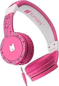 Tonies Foldable Wired Headphones For Kids - Comfortably Designed To Fit On-Ear - Works With Toniebox 1 And All 3.5mm Devices - Pink