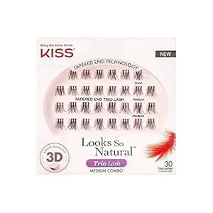 Kiss Looks So Natural False Eyelashes Multipack, Lightweight & Comfortable, Tapered End Technology, Reusable, Cruelty-Free, Contact Lens Friendly, Style 'Moved', 30 Count (Pack Of 1) Fake Eyelashes