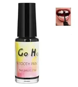 Go Ho Makeup Tooth Sfx Black Paint,Temporary Black Teeth Paint,Safe,Quick Dry&Realistic,Perfect For Cosplay,Theater,Halloween Clown Skeleton Zombie Vampire Costume Makeup,5 Ml