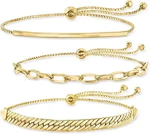 Ross-Simons 18kt Gold Over Sterling Jewelry Set: 3 Bolo Bracelets