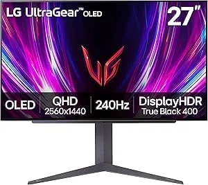 Lg ‎27gs93qe 27-Inch Ultragear Oled Gaming Monitor Qhd 1440p 240hz 0.03ms Displayhdr True Black 400 Amd Freesync Premium Pro Nvidia G-Sync Hdmi 2.1 Displayport Tilt/Height/Pivot Stand Black