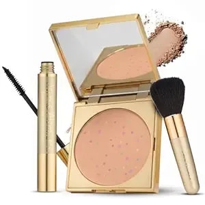 Magic Minerals 4 Pcs Pressed Powder Foundation Set By Jerome Alexander - 4-In-1 Color Correcting Concealer For Older Women - Foundation For Mature Skin With Mascara, Stubby Brush And Sponge - Medium