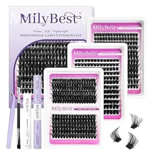 Milybest Lash Clusters Kit 564pcs Eyelash Clusters Lashes Wispy Cluster Eyelash Extensions Kit 3 Styles Fluffy Lashes Clusters 10-18mm Volume Diy Individual Eye Lash Clusters Lash Box With Bond&Seal