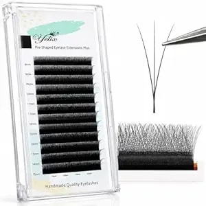 Yelix Narrow 3d W Lash Extensions 8-15mm Mixed Length, Small Spacing 3d Clover Lashes,Natural Fluffy Look Soft Wispy Individual Lashes Easy Fanning Yy False Lashes For Salon (8-15mm Mix, C Curl)