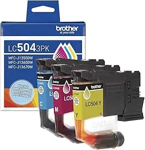 Brother Genuine lc5043pk Standard Yield Cyan, Magenta, And Yellow Ink Cartridges (For Use Inkvestment 1355, 1365, And 1367 Printers)