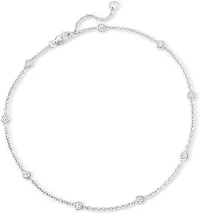 Ross-Simons 0.50 Ct. T.W. Diamond Station Anklet In Sterling Silver. 9 Inches