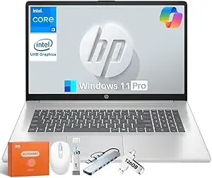 Hp 2026 17.3" Laptop Compurter For Business & Student, Intel 8-Core Processor, Fhd Led Anti-Glare Display, 16 Gb Ram, 512 Gb Ssd, Win 11 Pro, Bluetooth 5.3, Wifi 6, Camera, Copilot Ai, W/Accessories