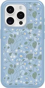 Otterbox Iphone 15 Pro (Only) Symmetry Series Clear Case - Dawn Floral (Blue), Snaps To Magsafe, Ultra-Sleek, Raised Edges Protect Camera & Screen