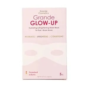 Grande Cosmetics Grandeglow Up Sheet Mask Set - For Hydrated, Brighter-Looking Eye & Brow Areas (5 Count)