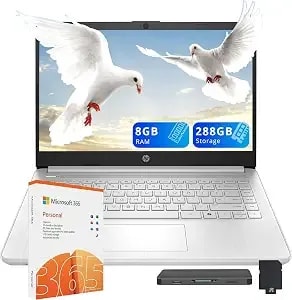 Hp Stream 14" Hd Laptop, Intel Processor n150, 8gb Ram, 288gb Storage (128gb Ufs+160gb Docking Station Set), Intel Graphics, 1 Year Office 365, Copilot, Wi-Fi 6, Win 11, Natural Silver