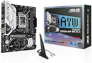Asus b760m-Ayw Wifi d4 Ii Intel® b760 (Lga 1700) Microatx Matx Motherboard, Pcie 5.0 x16 Support, Two M.2 Slots, ddr4, Realtek 2.5gb Ethernet, Wi-Fi 6, Hdmi, Sata 6 Gbps, Front Usb 5gbps, Aura Sync