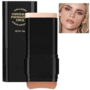 Foundation Stick, 2 In 1 Dual-Ended Long-Lasting Concealer Korean Foundation Contour Stick, Waterproof Contouring Foundation With Brush, Full Coverage Matte Finish For Face Makeup(02#Natural)