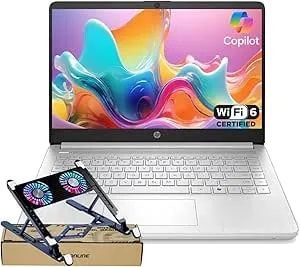 Hp 14" Laptop W/Office 365, Copilot Ai, Intel 4-Core Cpu, 8gb Ram, 128gb + 1tb Cloud Storage, Sd Card Reader, Wi-Fi 6, Windows 11 Home, W/Laptop Cooler