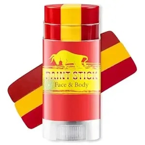 Red Yellow And Red Spain Face Paint Stick For Sports And Games - Sweatproof & High Pigment Sports Face Body Paint Sticks For Football, Rugby, Softball, Baseball, Lacrosse, Party Accessories